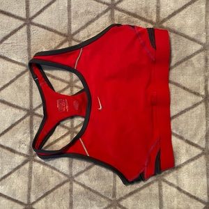 Red and grey Nike fit sports bra